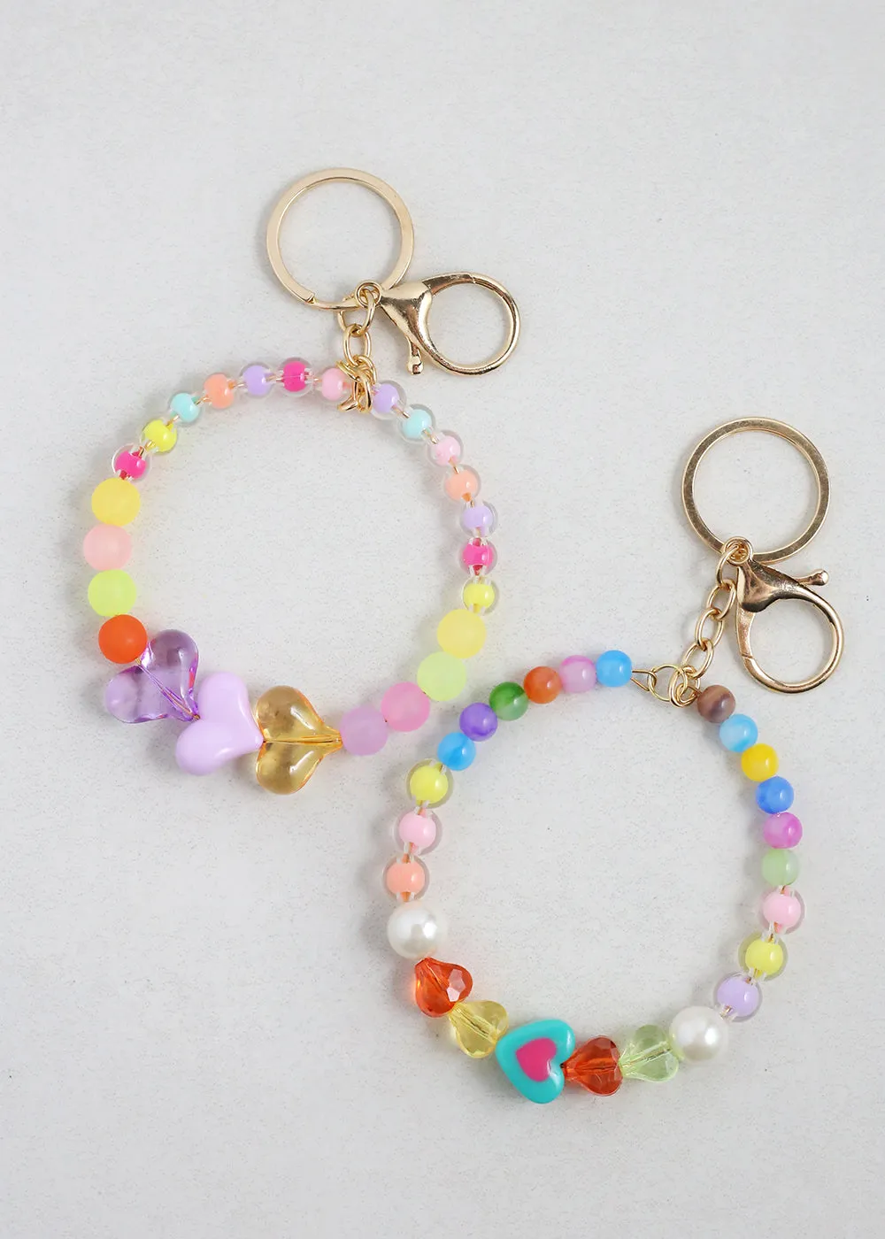 Colorful Heart Keychain Bracelet