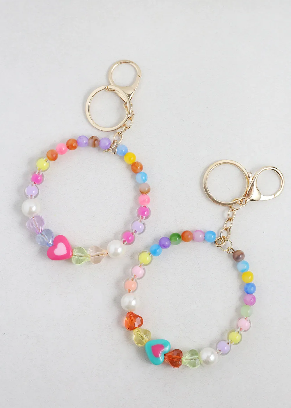 Colorful Heart Keychain Bracelet