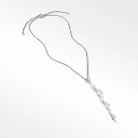 David Yurman Pearl and Pavé Y Necklace in Sterling Silver with Diamonds