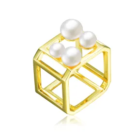 Delphine Four Pearl Golden Geometric Ring
