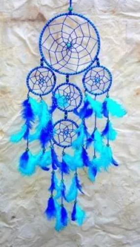 DHRUVTAR Store Feather, Wool Windchime (21 inch, Blue, Pink)