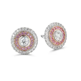 Diamond and Sapphire Double Halo Earrings