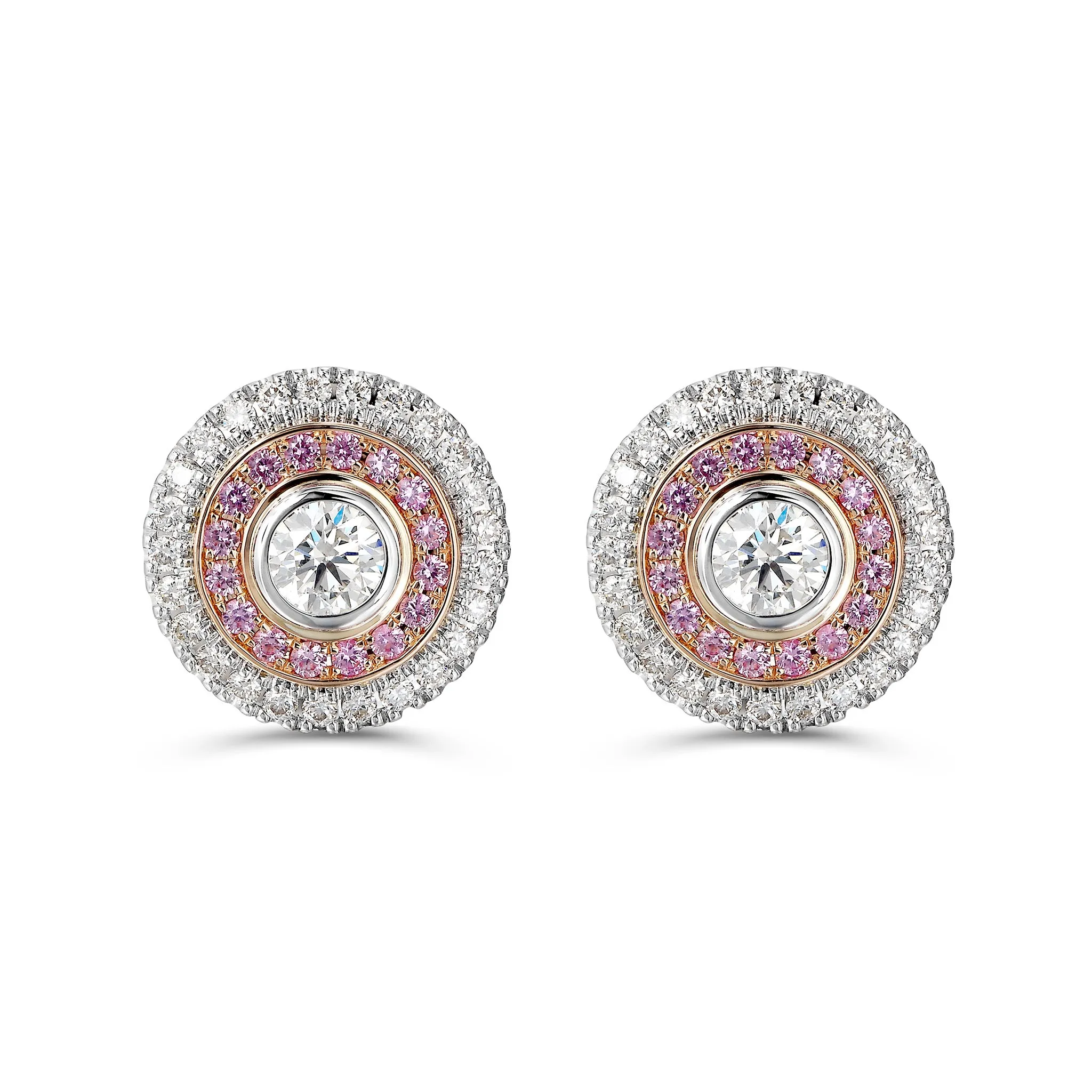 Diamond and Sapphire Double Halo Earrings