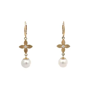 Diamond Sarah Lily and Pearl Earrings