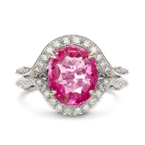 Duet Oval Pink Sapphire & Diamond Ring