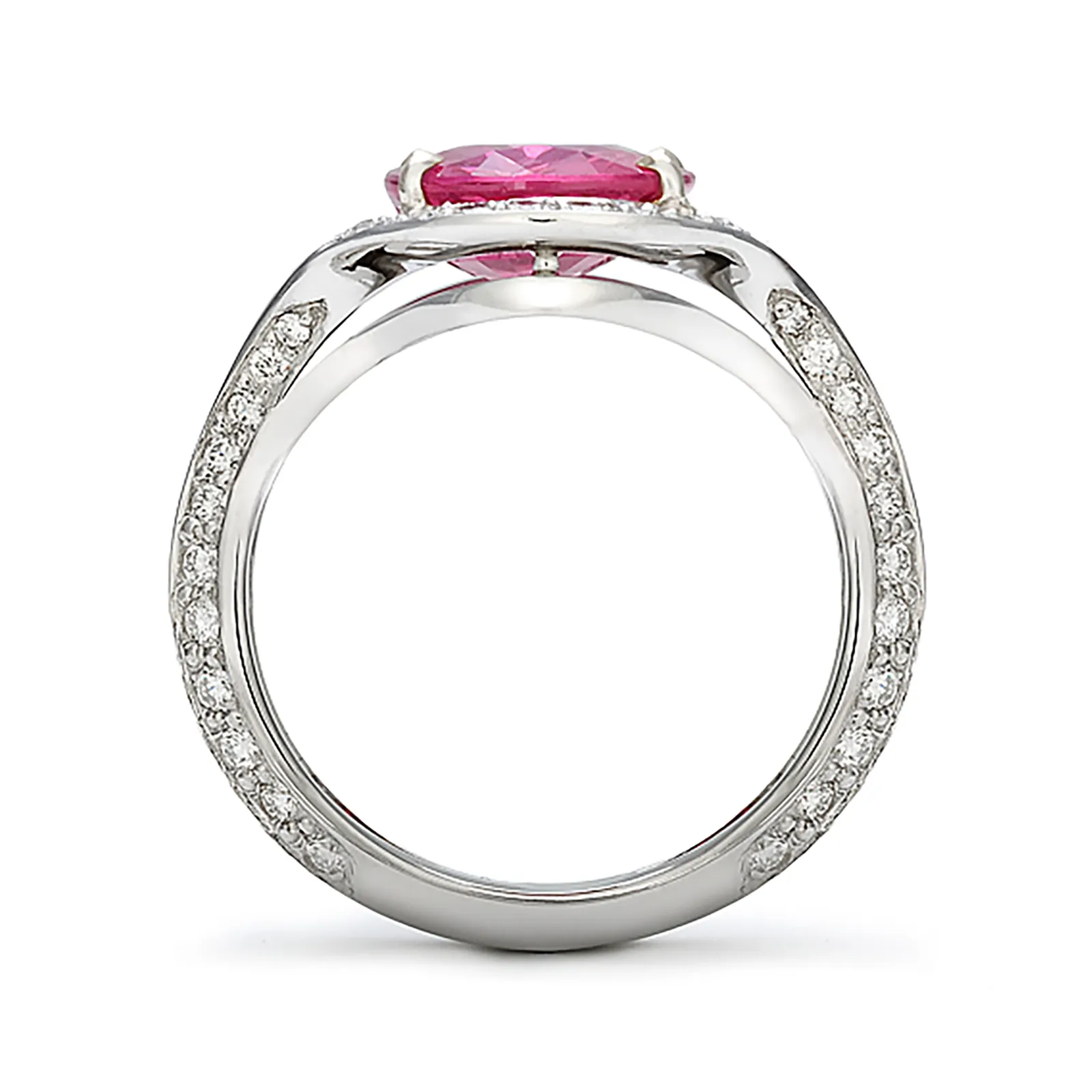 Duet Oval Pink Sapphire & Diamond Ring