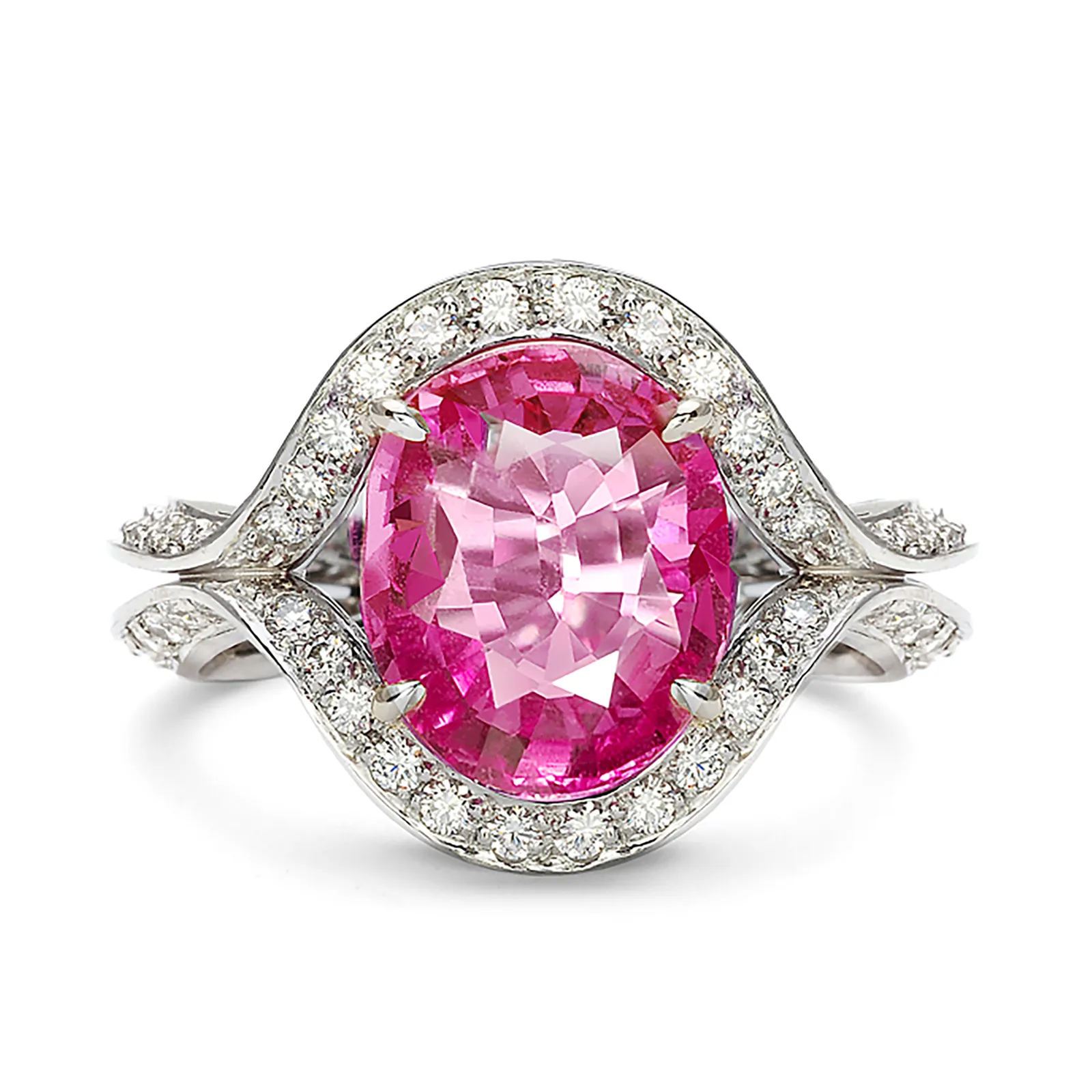 Duet Oval Pink Sapphire & Diamond Ring
