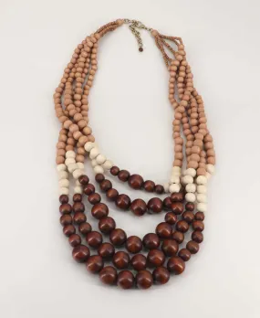 Earthy Brown Cascade Wood Necklace