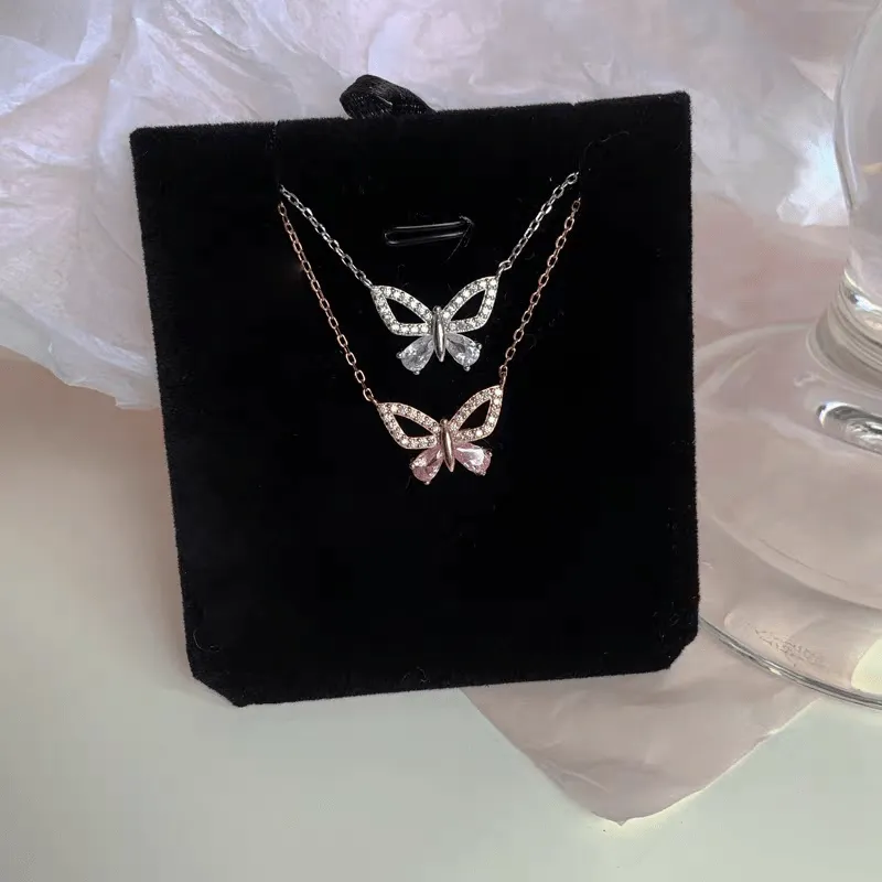 Elegant Silver Bow Butterfly Necklace