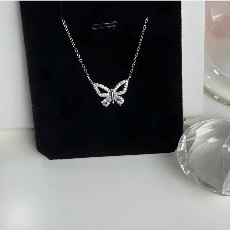 Elegant Silver Bow Butterfly Necklace