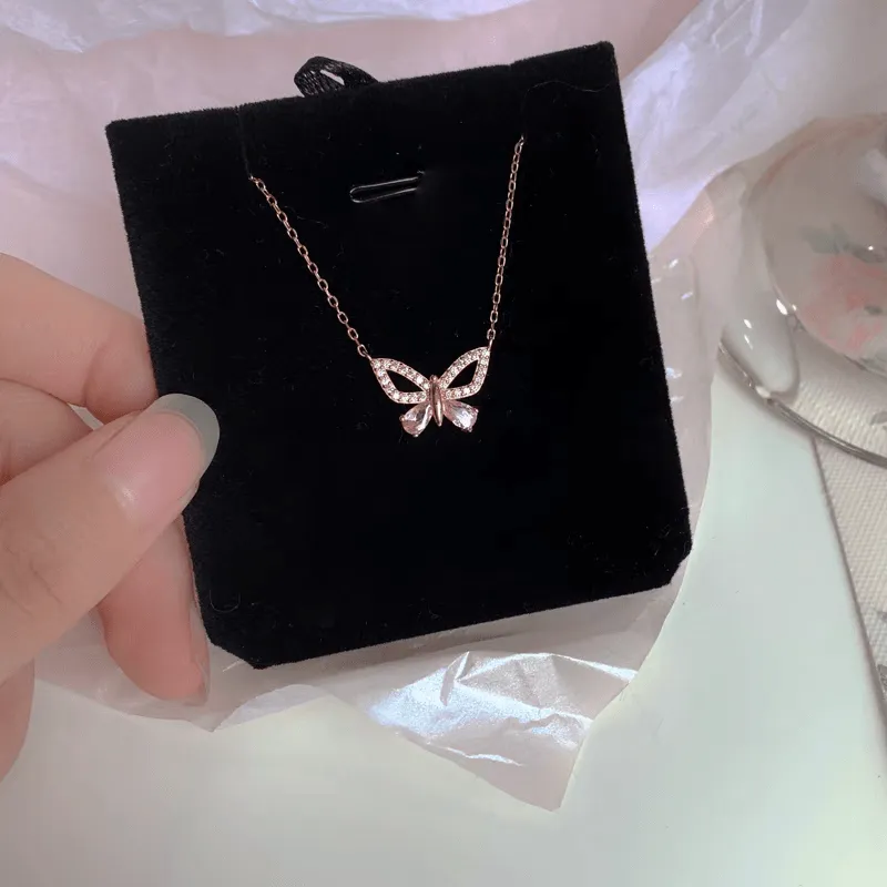 Elegant Silver Bow Butterfly Necklace