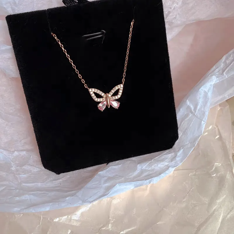 Elegant Silver Bow Butterfly Necklace