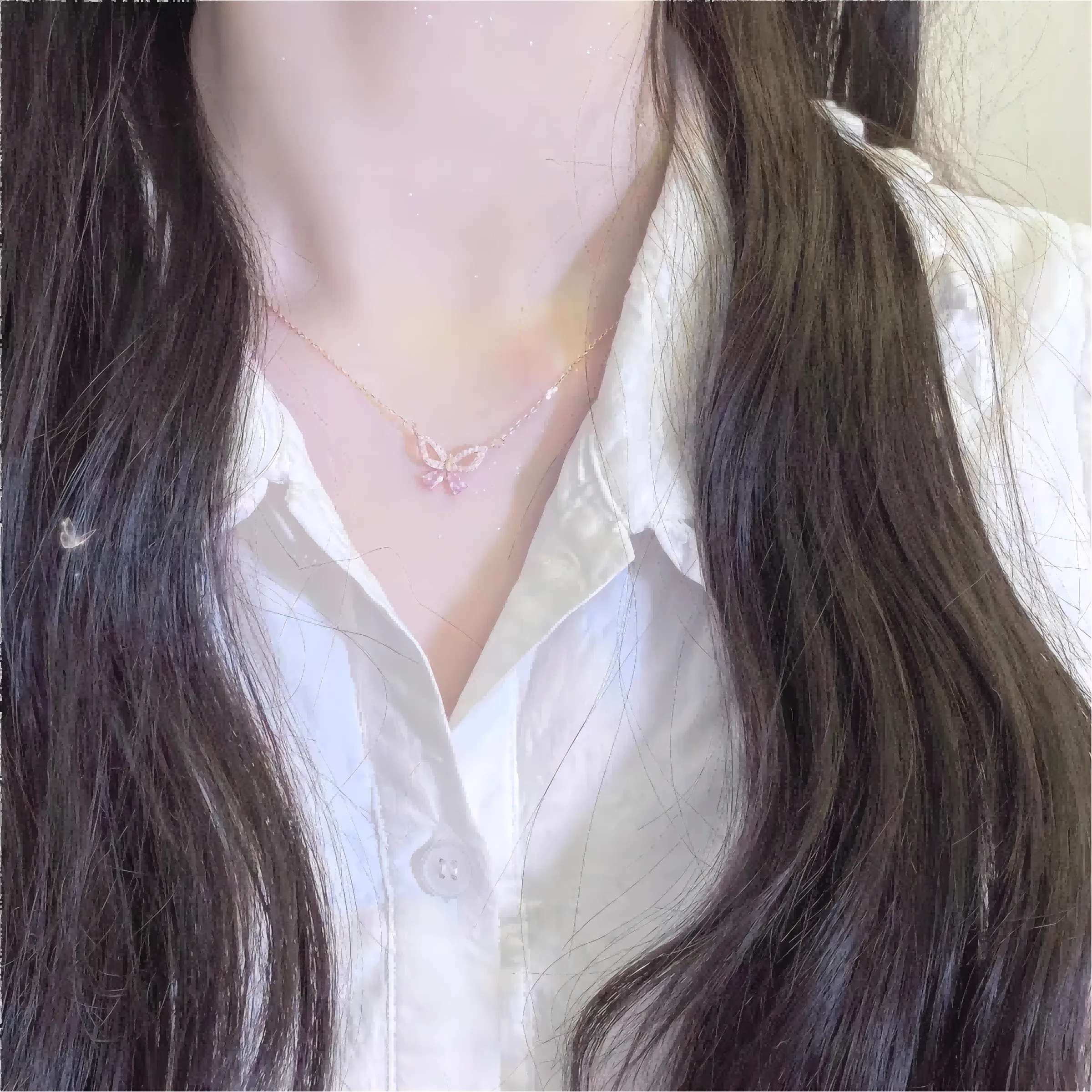Elegant Silver Bow Butterfly Necklace