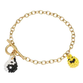Emotions Bracelet Gold Plated, Yellow and Black Beads