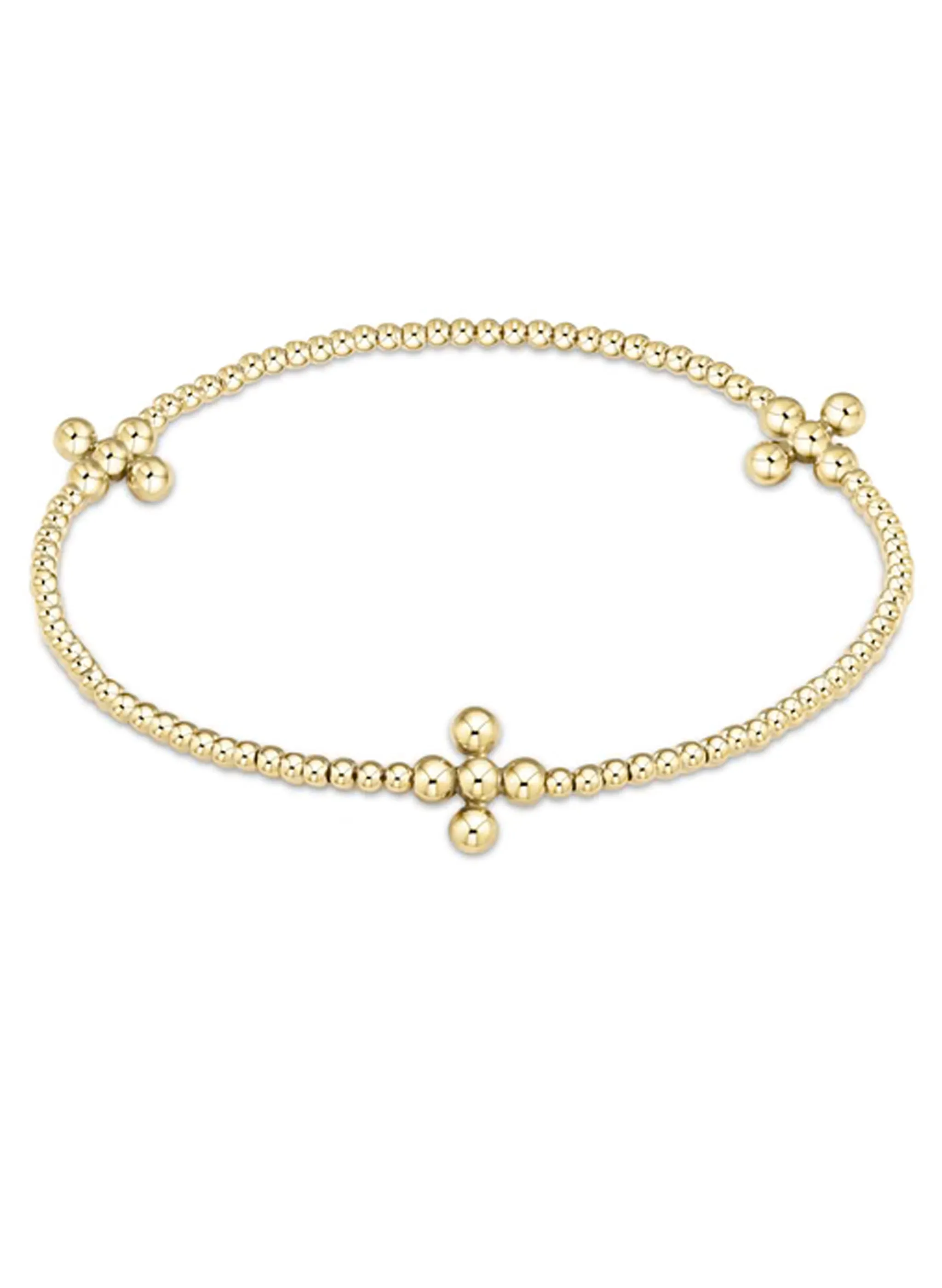 Enewton - Signature Cross Small Pearl Pattern 3mm Bead Bracelet - Gold