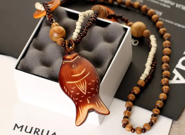 Ethnic Wooden Bead Necklace