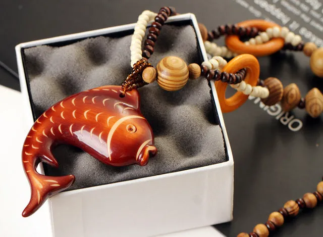 Ethnic Wooden Bead Necklace