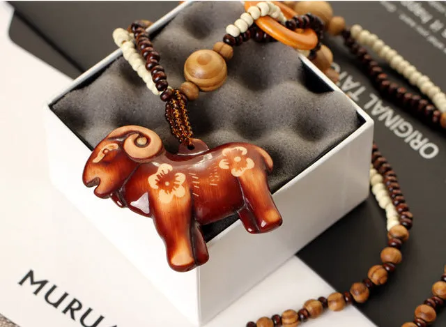 Ethnic Wooden Bead Necklace