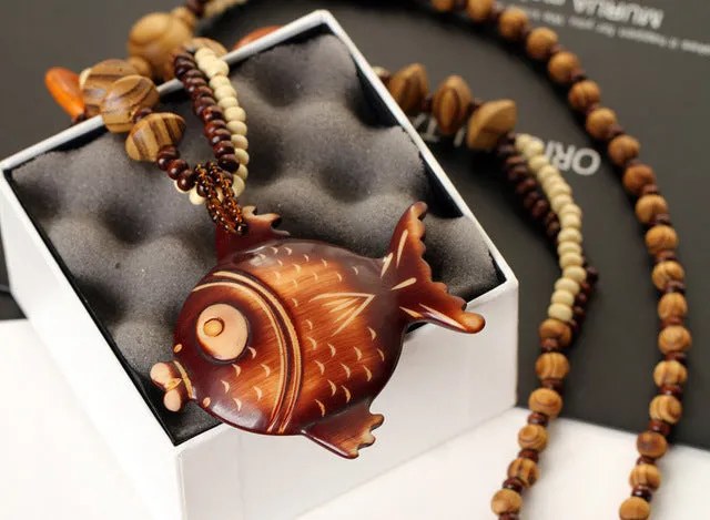 Ethnic Wooden Bead Necklace