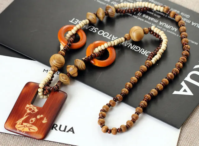 Ethnic Wooden Bead Necklace