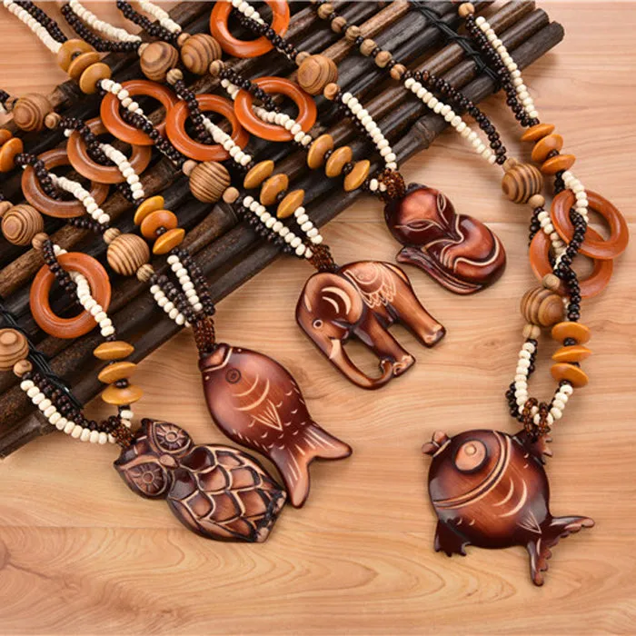 Ethnic Wooden Bead Necklace
