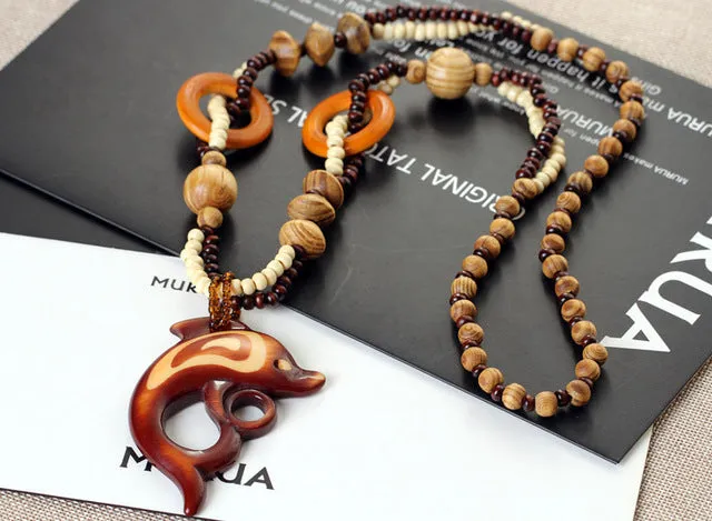 Ethnic Wooden Bead Necklace