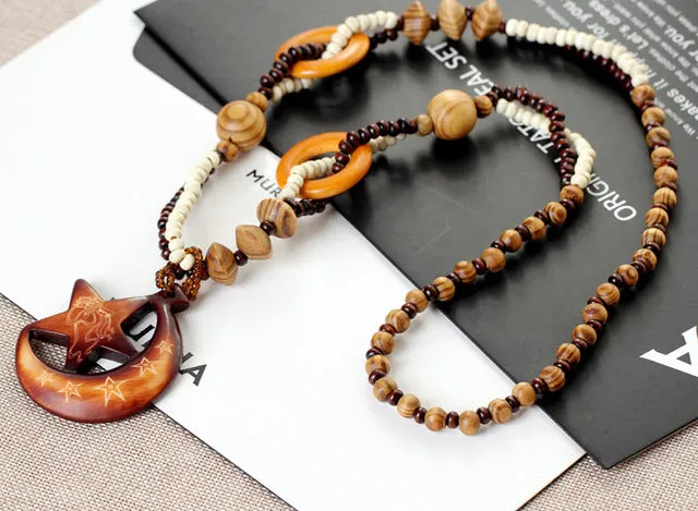 Ethnic Wooden Bead Necklace