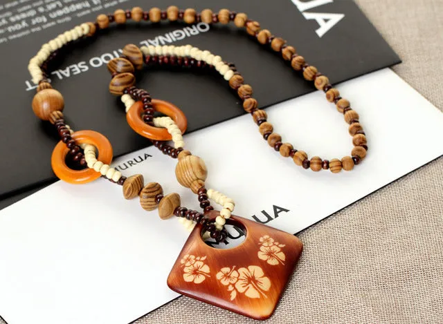 Ethnic Wooden Bead Necklace