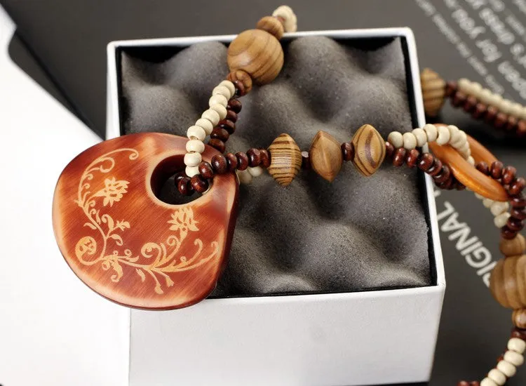 Ethnic Wooden Bead Necklace
