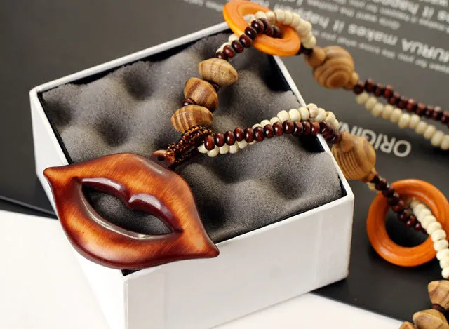 Ethnic Wooden Bead Necklace