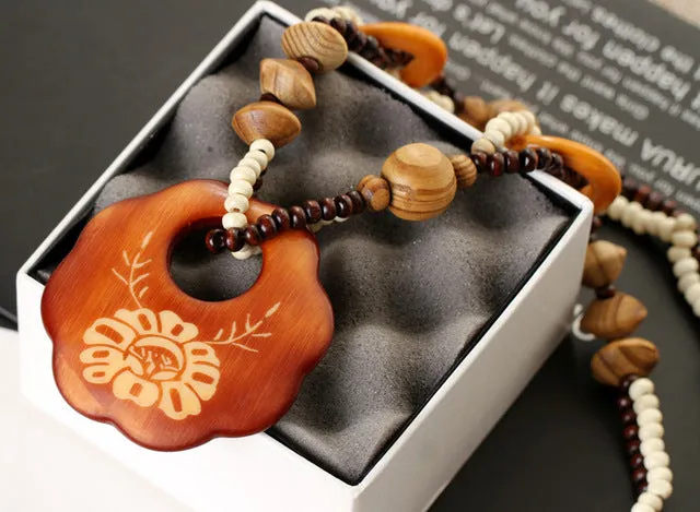 Ethnic Wooden Bead Necklace