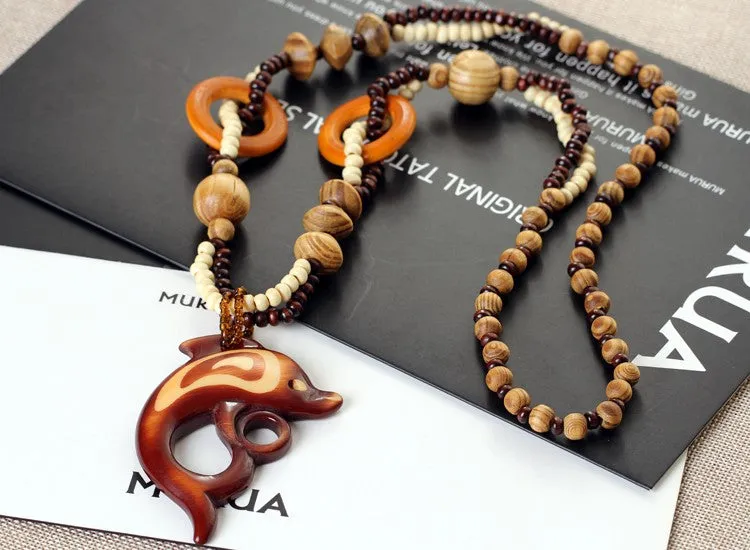 Ethnic Wooden Bead Necklace