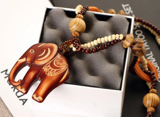 Ethnic Wooden Bead Necklace