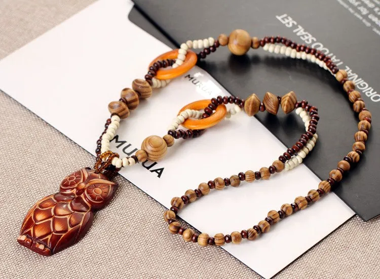 Ethnic Wooden Bead Necklace