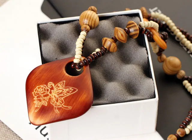 Ethnic Wooden Bead Necklace