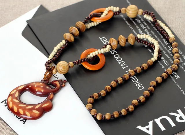 Ethnic Wooden Bead Necklace