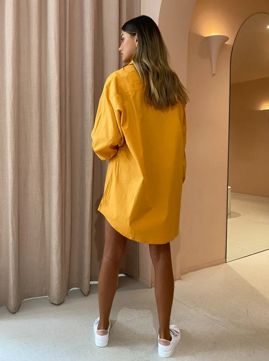 Faithfull the Brand Pontia Shirt Dress in Plain Orange