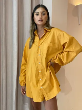Faithfull the Brand Pontia Shirt Dress in Plain Orange