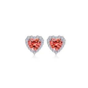 Fancy Lab-Grown Sapphire Halo Heart Earrings