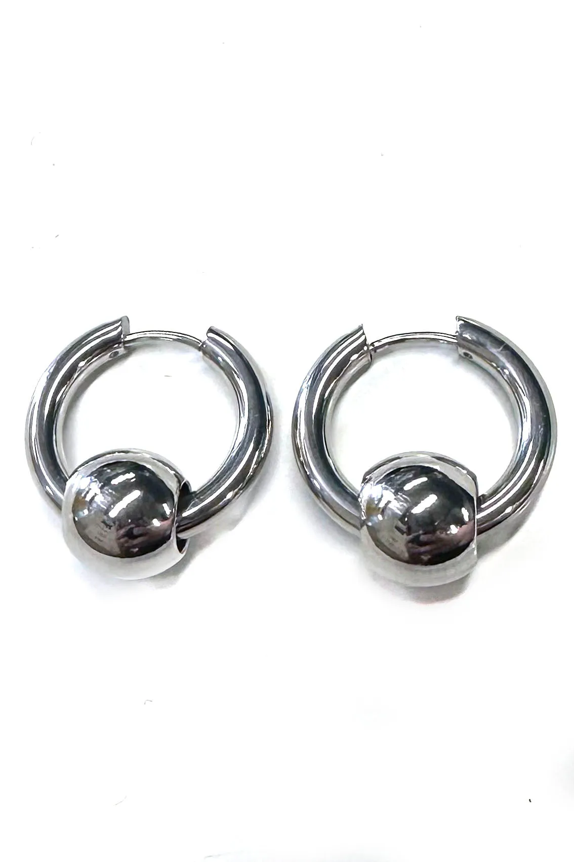 Faux Captive Bead Hoop Earrings