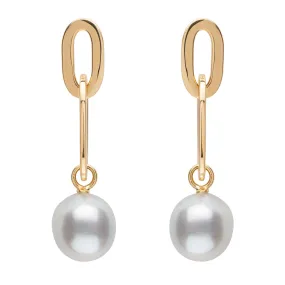 Firenze White South Sea Paperclip Drop Earrings