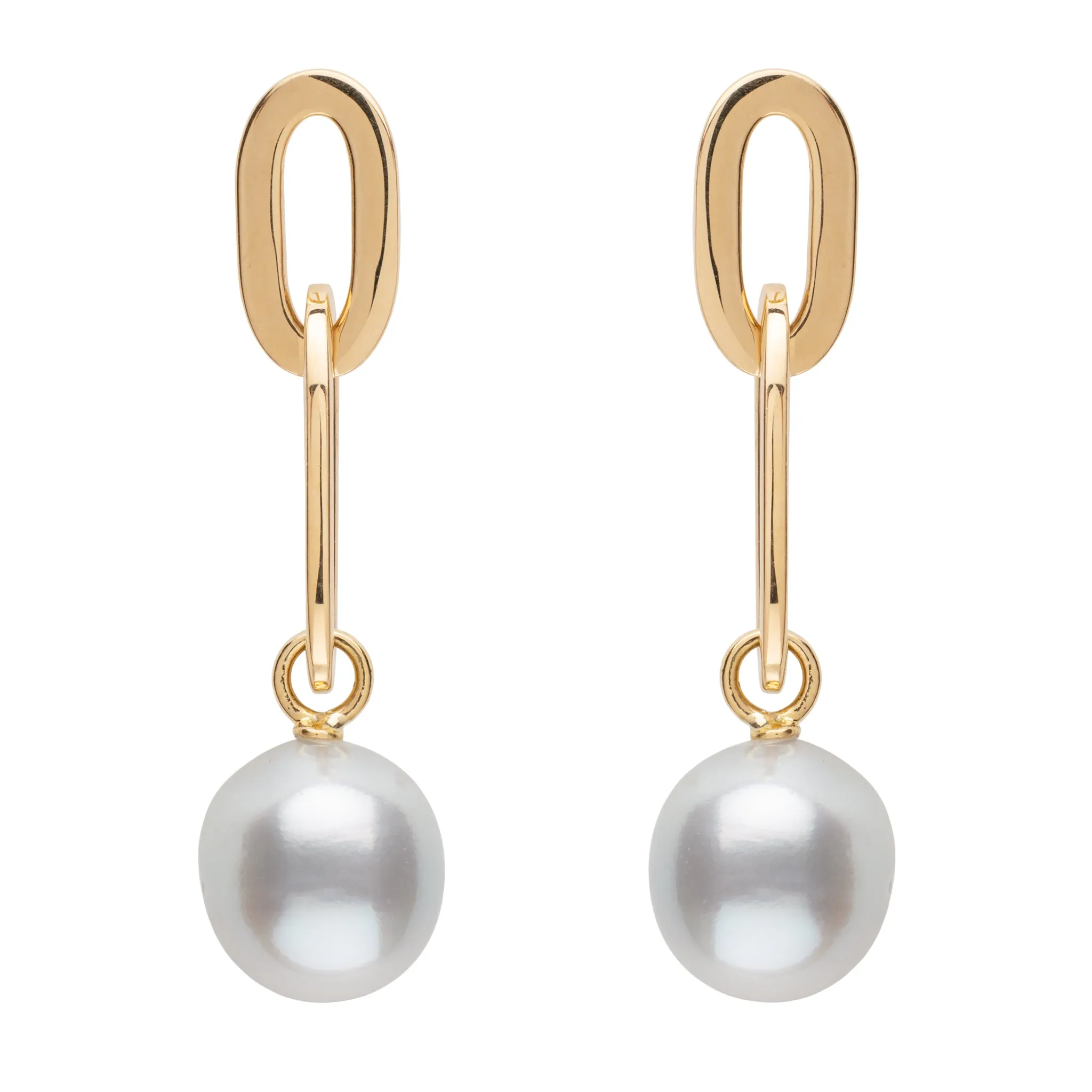 Firenze White South Sea Paperclip Drop Earrings