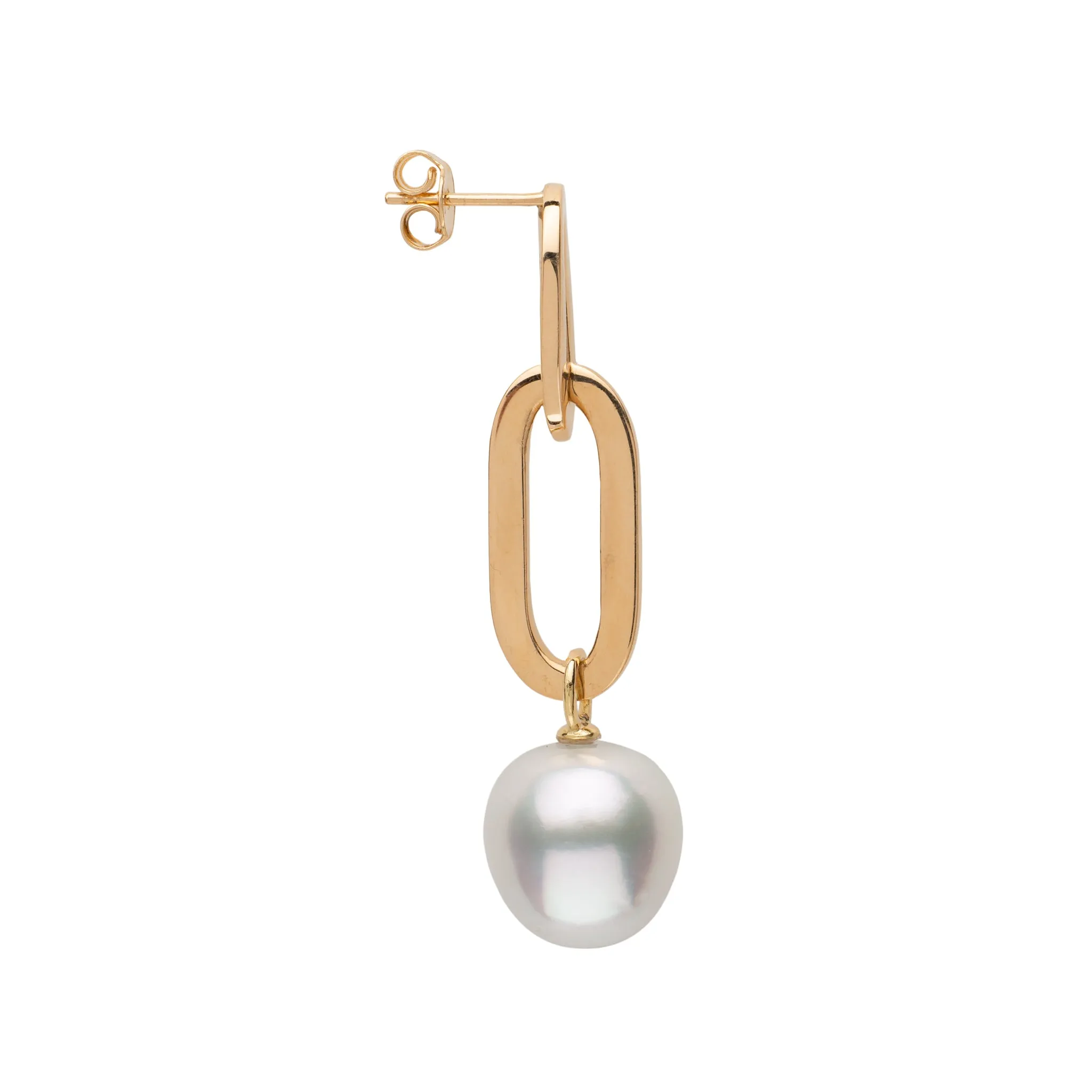 Firenze White South Sea Paperclip Drop Earrings