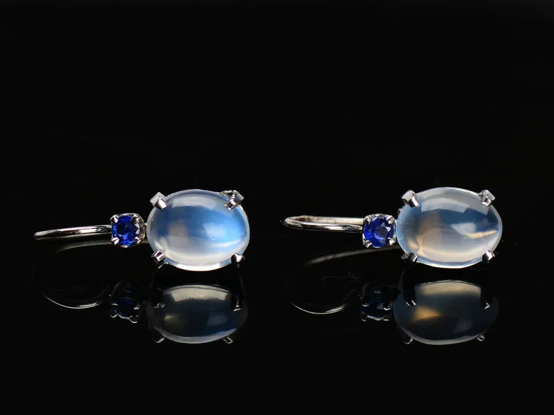 Flawless Moonstone & Sapphire Earrings