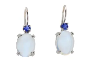 Flawless Moonstone & Sapphire Earrings