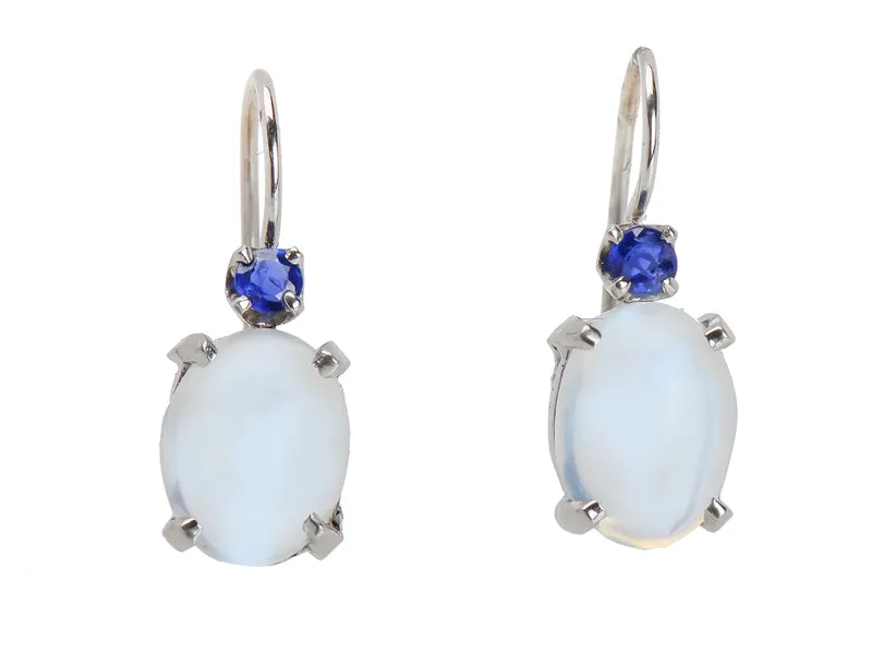 Flawless Moonstone & Sapphire Earrings
