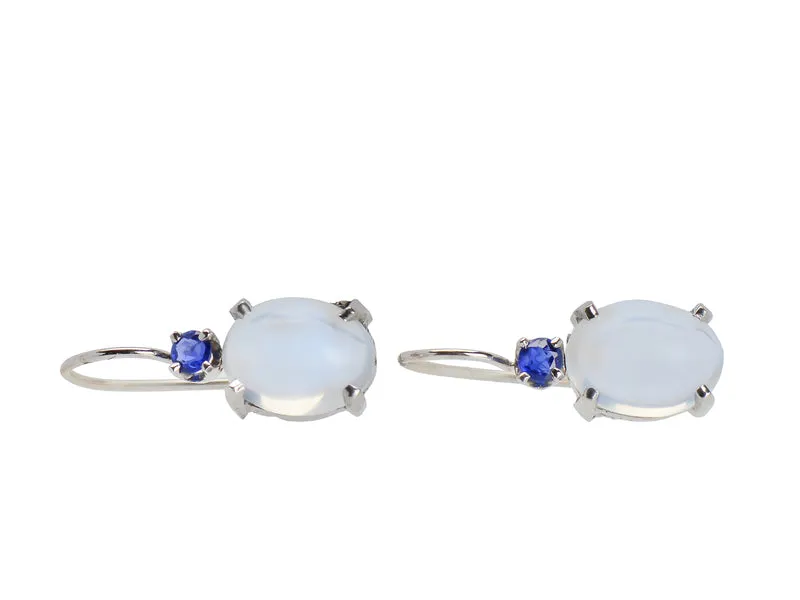 Flawless Moonstone & Sapphire Earrings