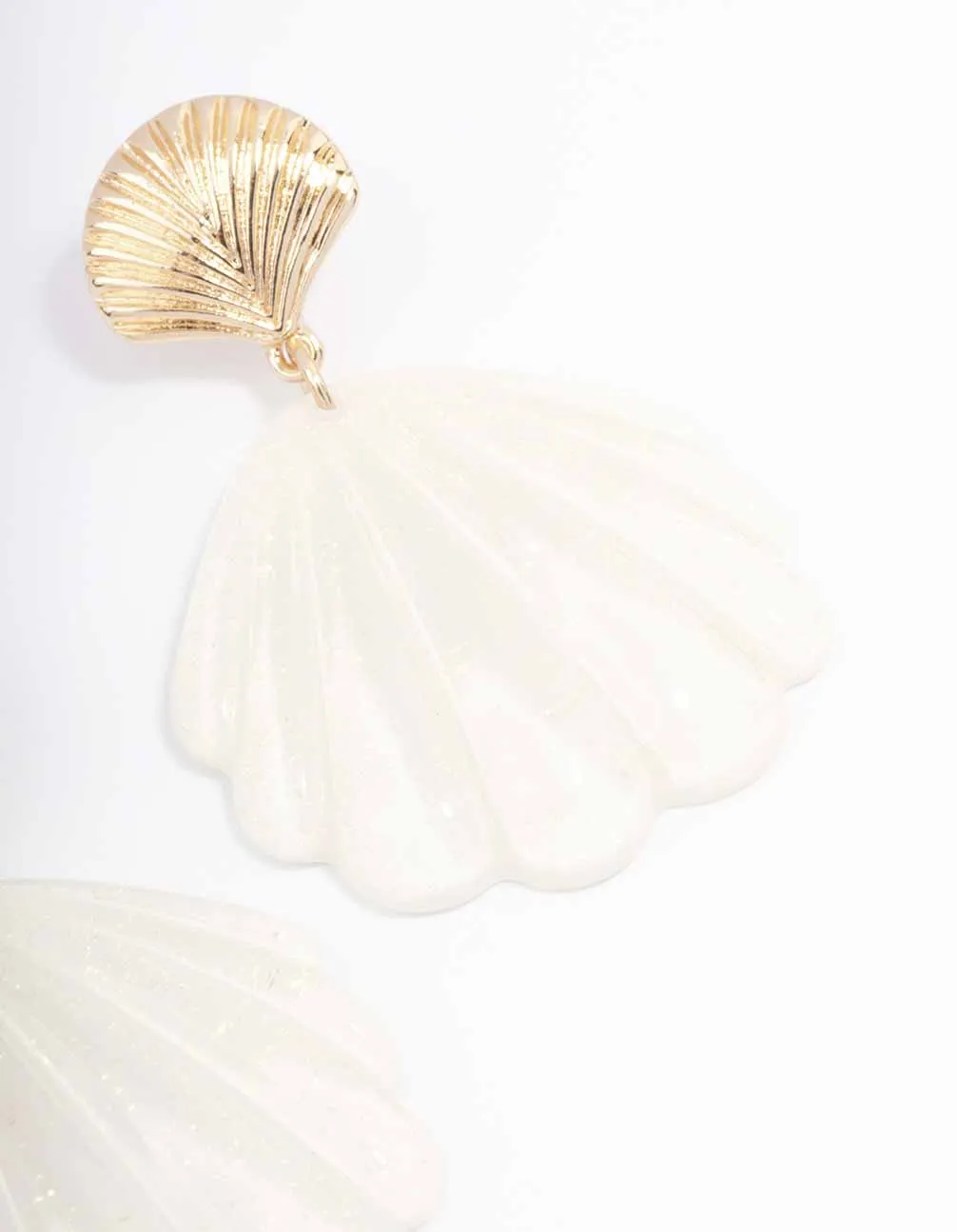 Gold Acrylic Shell Drop Earrings