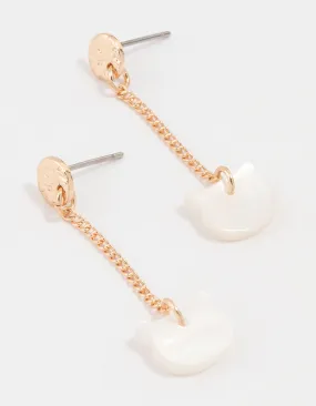 Gold Cat Drop Earrings