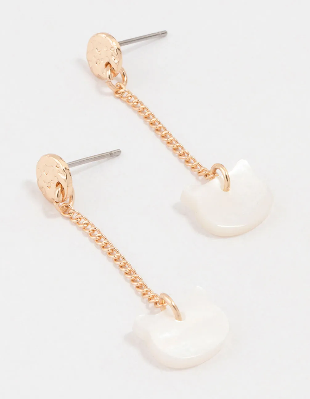 Gold Cat Drop Earrings